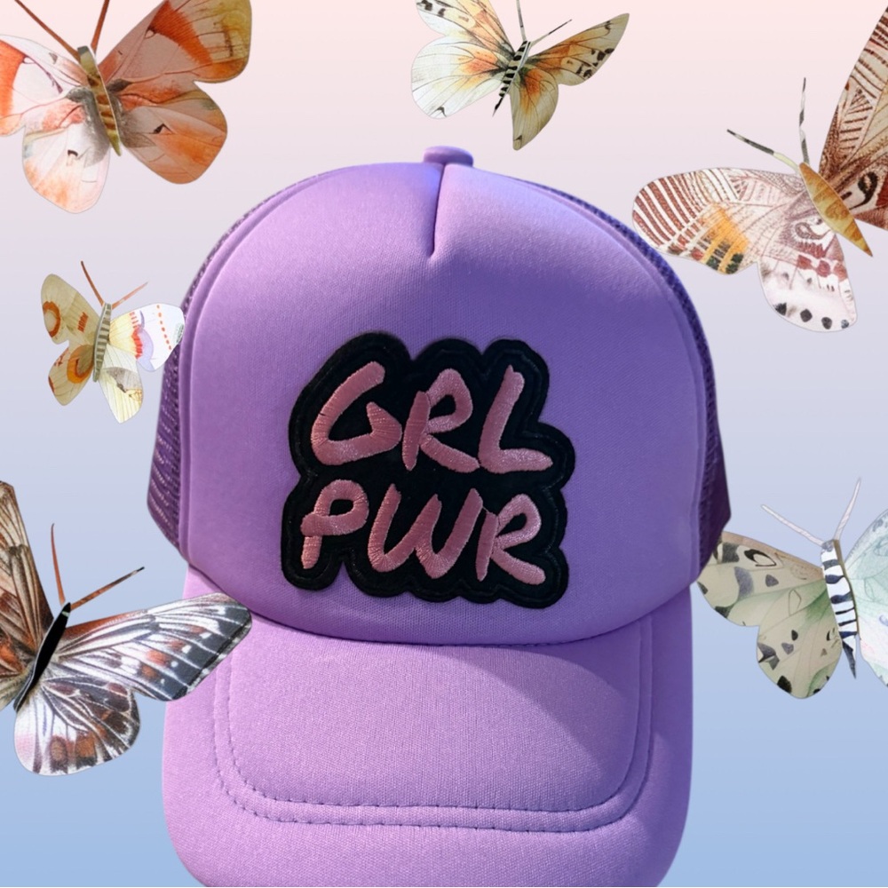 DIY: Purple GRL PWR Foam Trucker Hat with adjustable SnapBack closure